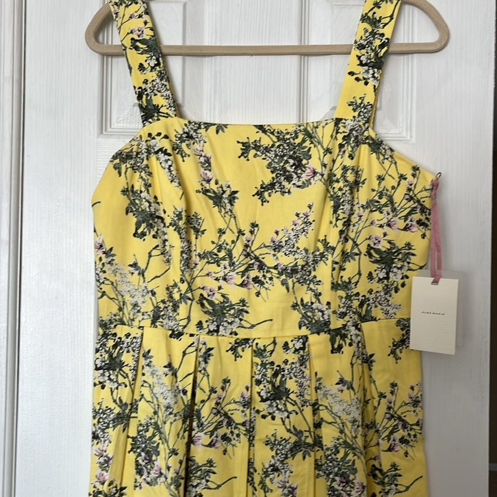Alex Marie Yellow Floral Midi Dressw/ Straps sz 10 - Picture 3 of 4